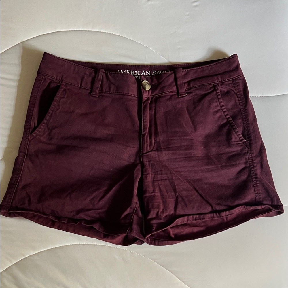American Eagle Outfitters Women's Dark Red High Waist Shorts